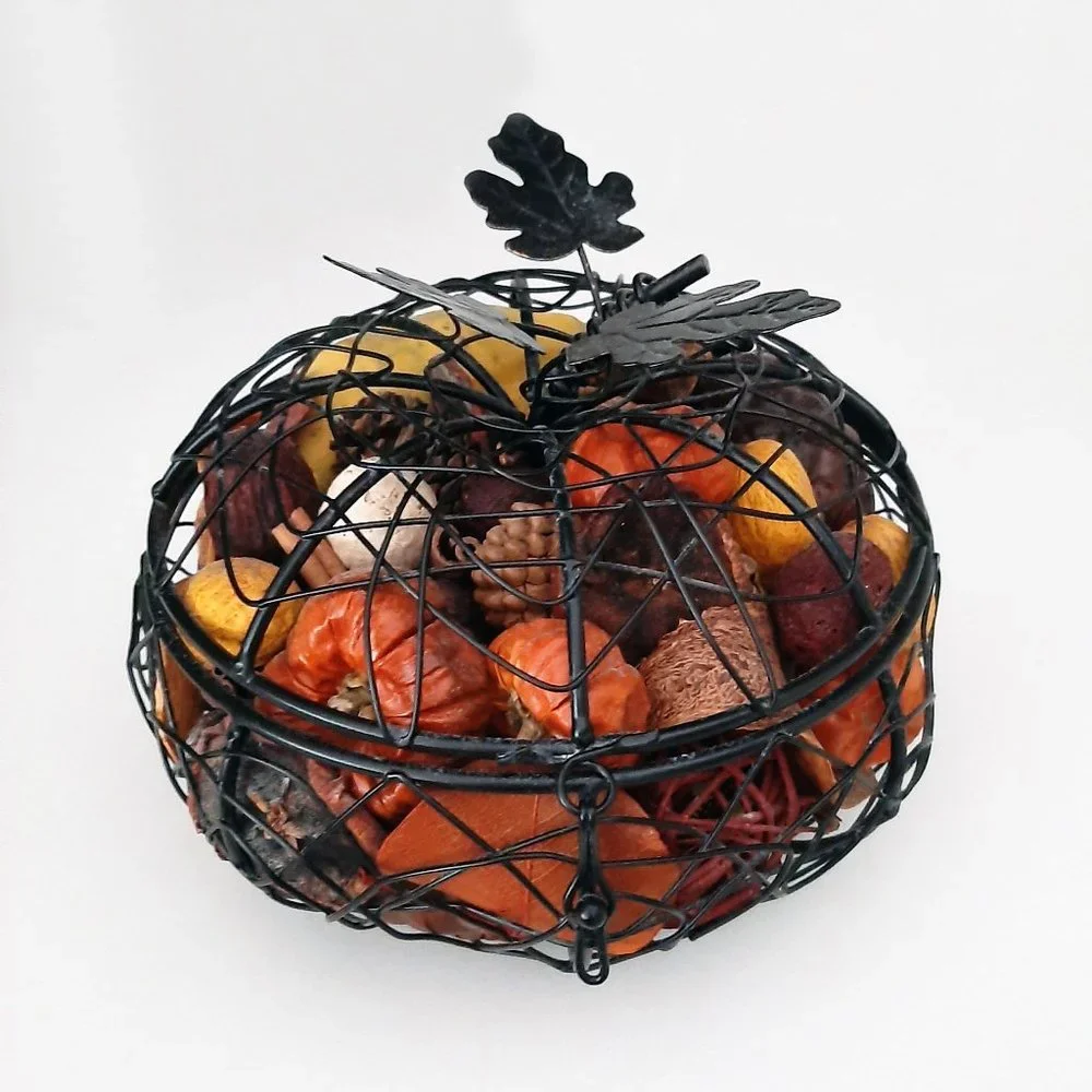 Bronze Metal Basket of Dried Gourds (Autumn/Thanksgiving Home Decor), Pier I